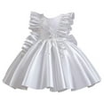 thumbnail image 1 of Avrntaa Girl Satin Ball Gown Ruffle Sleeve Princess Dresses Wedding Birthday Party Pageant Dress 9M-6Y, 1 of 7