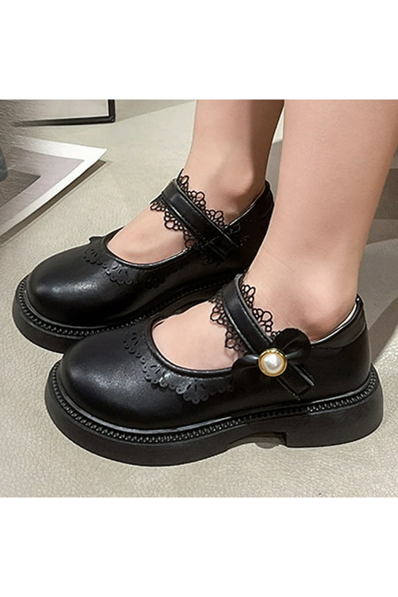 Girl's Classic Mary Jane School Uniform Shoes - Pu Leather Closed-toe Flat Dress Shoes Green Shoes Size 3-11Y