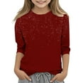 thumbnail image 1 of Avrntaa Girl's Sparkly Sequin Tops 3/4 Sleeve Sparkly Glitter Shirts Crewneck Dressy Tops, 1 of 4