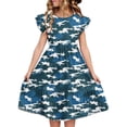 thumbnail image 1 of Avrntaa Girls' A-Line Swing Dress for Summer Short Sleeve Ruffle Casual Midi Dress Crewneck Sizes 5-14Y, 1 of 8