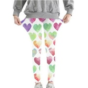 Avrntaa Girls Athletic Leggings - Slim Fitted Stretch Graphic Leggings Clearance Toddler Multi-color Pants Size 5T