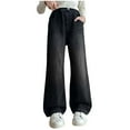 thumbnail image 1 of Avrntaa Girls Casual Denim Pants Baggy Plain High Waist Stretch Wide Leg Jeans for 5-15Y, 1 of 7