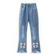 thumbnail image 1 of Avrntaa Girls Flare Jeans for Spring Kids Mid Waist Bell Bottom Trousers Cute Bow Denim Pants 2-13 Years, 1 of 6
