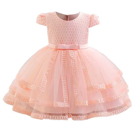 Fairy Princess Toddler Girls Tutu Dress – Mesh Bow Fuffy Tulle Dress with Embroidered Flowers, Summer Baby Girls Party & Casual Wear