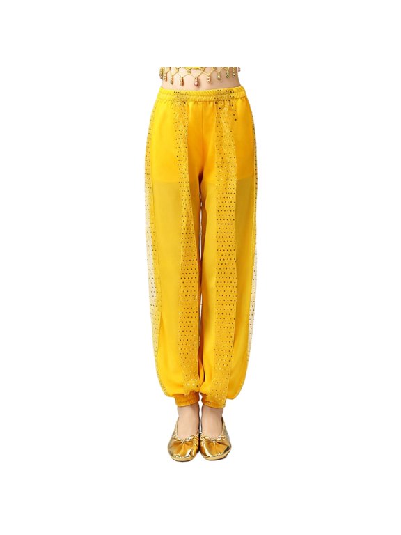 Girls Harem Dance Pants Baggy Carnival Costume Trouser Highlight Chiffon Pant