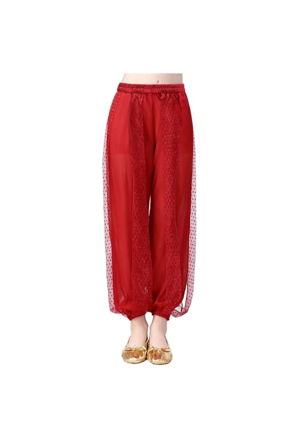 Girls Harem Dance Pants Baggy Carnival Costume Trouser Highlight Chiffon Pant