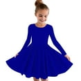 thumbnail image 1 of Avrntaa Girls Long Sleeve Dress Cotton Skater Twirl A-Line Dresses Casual Pleated Dress 4-14Y, 1 of 5