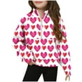 thumbnail image 1 of Avrntaa Girls Spring Sweatshirt - Valentine Heart Print Half Zip, Cute Long Sleeve Pullover, Loose Casual Oversized Top, 1 of 5