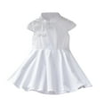 thumbnail image 1 of Avrntaa Girls Summer Dresses Solid A-line Baggy Dress Cap Sleeve Chinese Style Dress for 2-14Y, 1 of 7