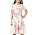 thumbnail image 1 of Avrntaa Girls Summer Sundress Cute Print Short Sleeve Dresses Lightweight Casual Dress for 4-14Y, 1 of 8