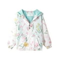 thumbnail image 1 of Avrntaa Girls Zip Up Jacket - Toddler Cute Floral Printed Jacket Hooded Lightweight Coat Christmas Clear?ance under 5 White Jacket Size 4T, 1 of 3
