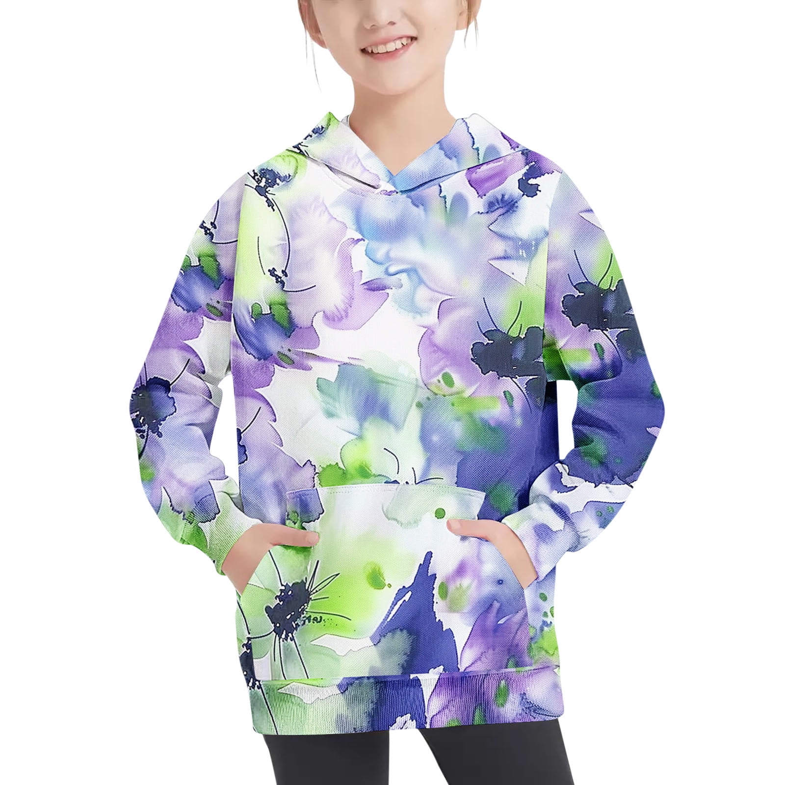 Boys Green Cotton Printed Hoodie Oversized Sweatshirt