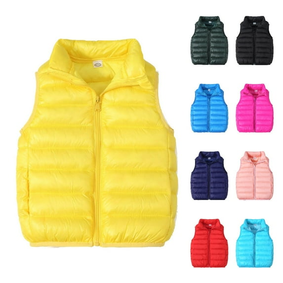 Avrntaa Kids Boys Girls Puffer Vest Toddler Solid Color Coat Winter Lightweight Sleeveless Zipper Up Jacket