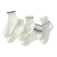 thumbnail image 1 of Avrntaa Kids Boys Girls White Crew Socks Knit Soft Ankle Cotton Dress Socks for 1-12 Years 5 Pairs, 1 of 3