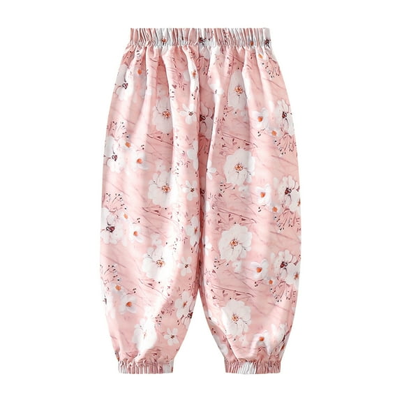 Avrntaa Kids Girls Spring Pants Print Loose Long Pant Summer Lightweight Harem Trousers Jogger for 1-13Y