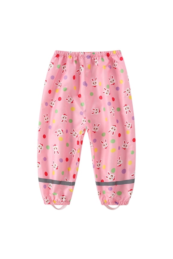 Kids Rain Pants Toddler Funny Print Reflective Rain Wear Pant Lightweight Waterproof