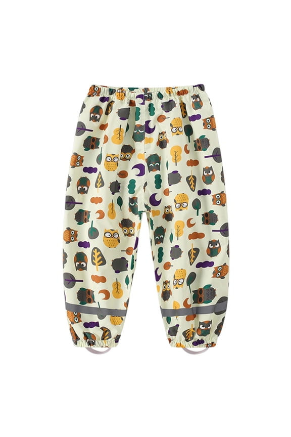 Kids Rain Pants Toddler Funny Print Reflective Rain Wear Pant Lightweight Waterproof