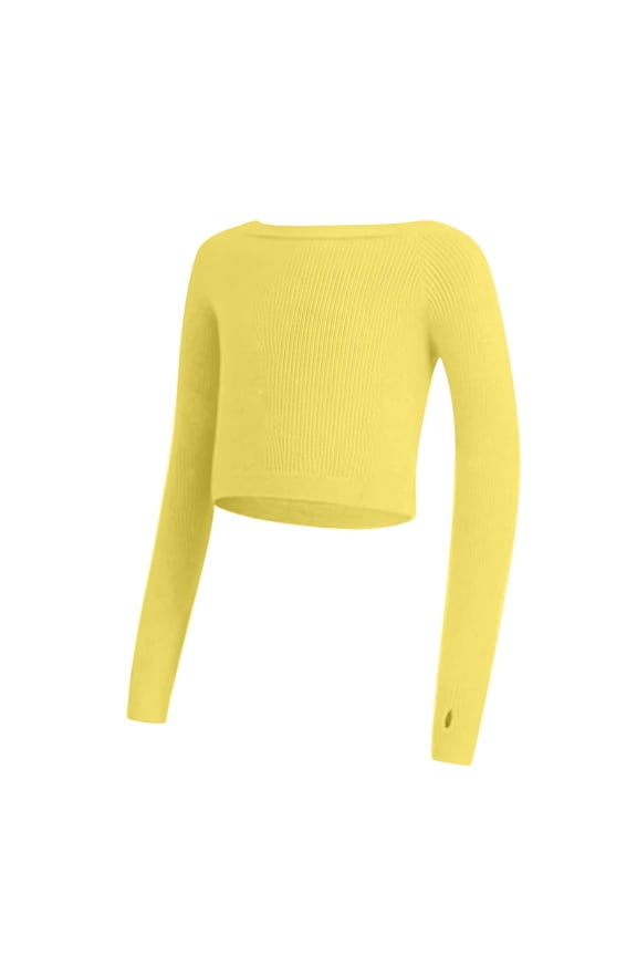 Kids Wrap Ballet Top Knit Long Sleeve Crop Top Little Girls Slim Soft Dancewear Tops for 5-15Y