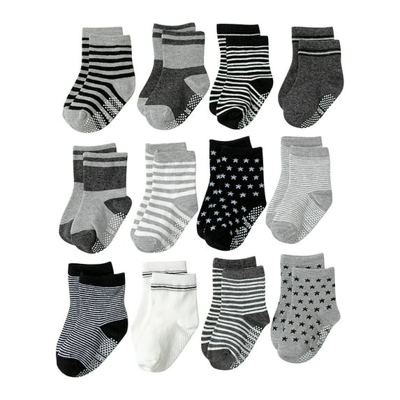 Avrntaa Kids and Toddlers Ankle Socks - 12 Pairs Boys Non Slip Socks Floor Socks Multi-color Socks Size M