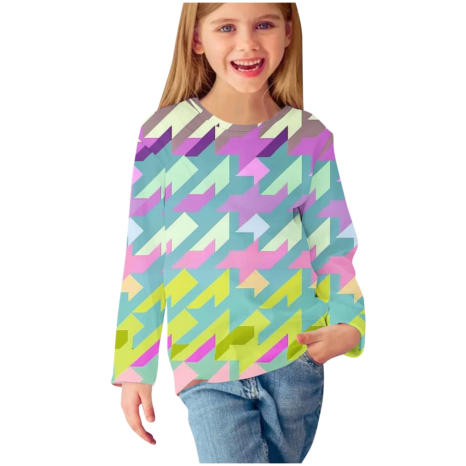 Avrntaa Little Girl Shirts Cute Heart Printed Round Neck Toddler Girl