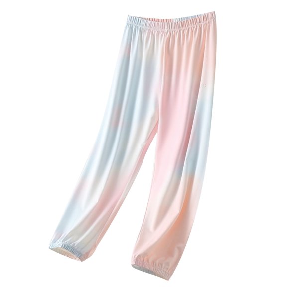 Avrntaa Little Girls Baggy Pants Summer Lightweight Pant Ice Silk Comfy Trousers for 5-16Y