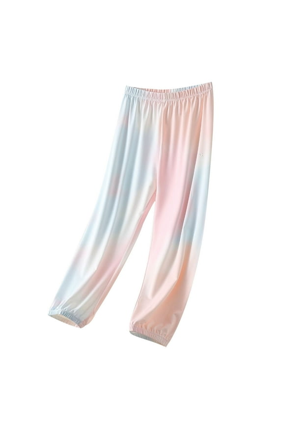 Little Girls Baggy Pants Summer Lightweight Pant Ice Silk Comfy Trousers for 5-16Y