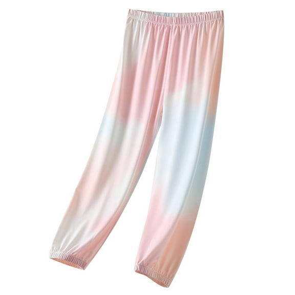 Avrntaa Little Girls Baggy Pants Summer Lightweight Pant Ice Silk Comfy Trousers for 5-16Y