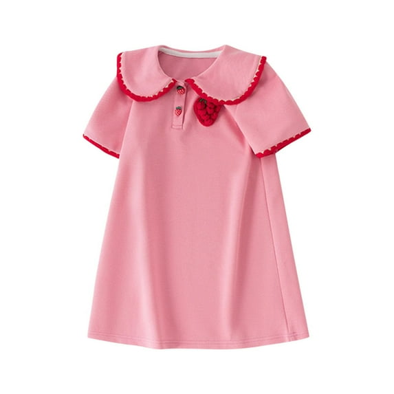 Avrntaa Little Girls Cotton Dresses Embroidered Cute Short Sleeve Tennis Dress Playwear Sundress
