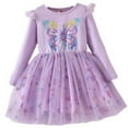 thumbnail image 1 of Avrntaa Little Girls Dress Heart Print Long Sleeve Dresses Rainbow Tulle Spring Dresses 2-10 Y, 1 of 7