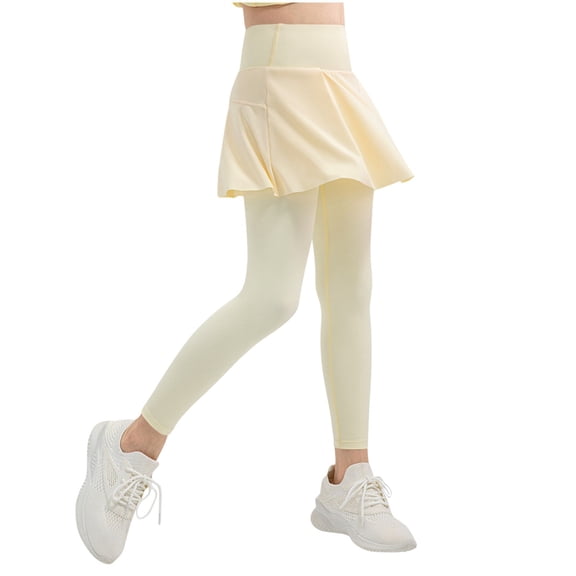 Avrntaa Little Girls Leggings with Ruffle Skirt Pants Skinny Ankle Length Pantskirt Yoga Dance Pant for 5-12Y