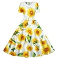 thumbnail image 1 of Avrntaa Little Girls Short Sleeve Dress Summer Cute Sunflower Print Maxi Dresses Flowy Ruffle A-Line Dress for 5-14Y, 1 of 6