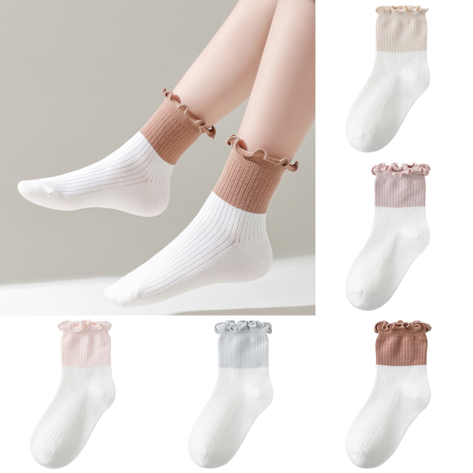 Avrntaa Little Girls Spring Fall Cotton Sock Frilly Knit Ankle Socks ...