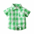 thumbnail image 1 of Avrntaa Little Toddler Boys Button Down Shirts - Short Sleeve Plaid Shirts Summer Casual Tops 18Months-6Years, 1 of 5
