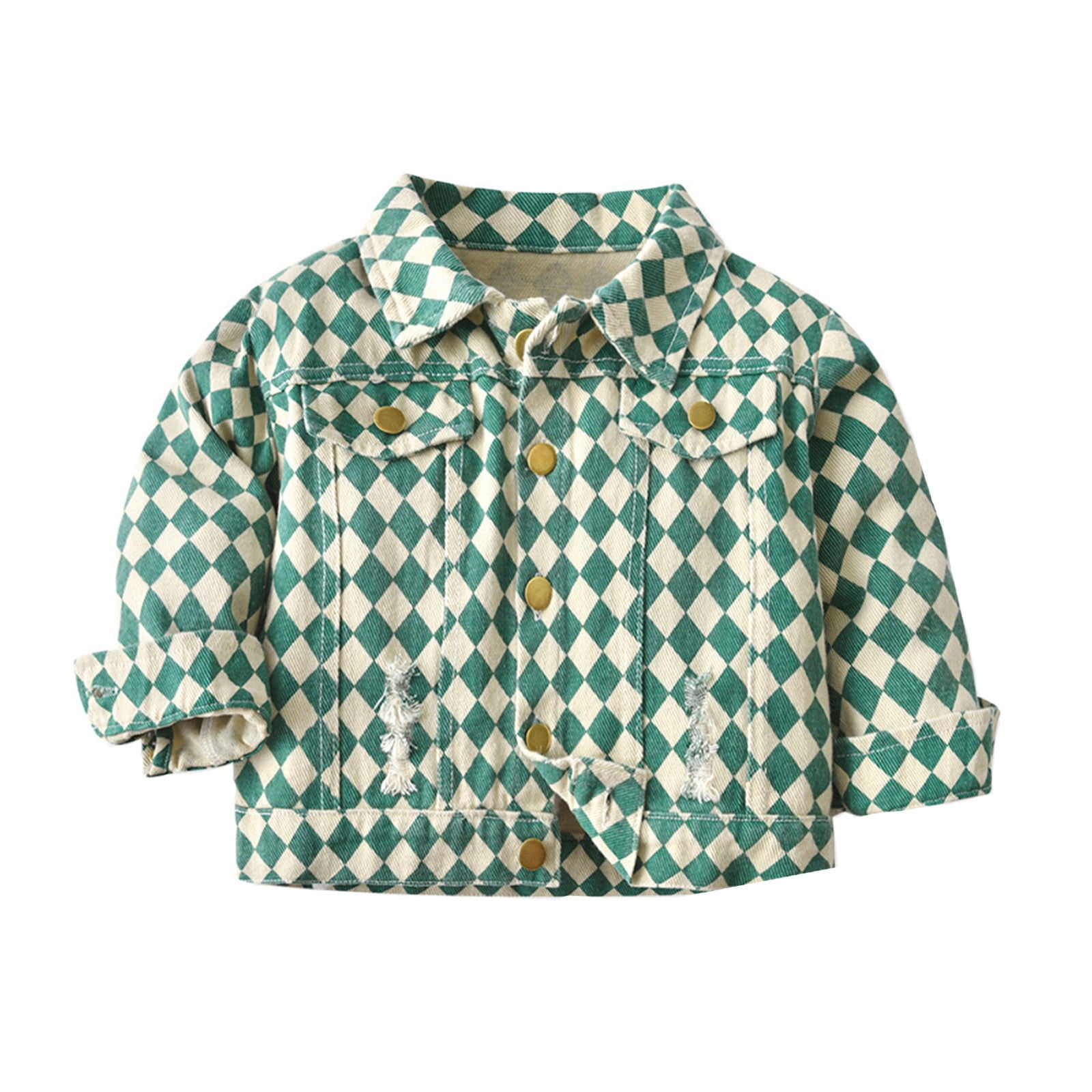 Avrntaa Newborn Jacket Boy Casual Fall Turndown Collar Plaid Shacket
