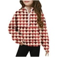 thumbnail image 1 of Avrntaa Oversized Half Zip Sweatshirt - Girls Valentine Heart Print, Cute Spring Long Sleeve Pullover, Loose Casual Top, 1 of 5