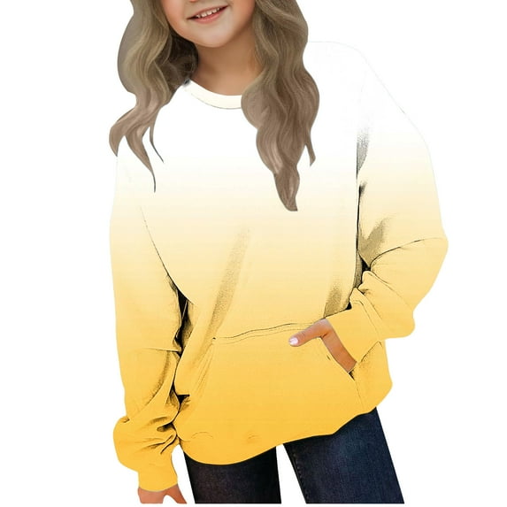 Avrntaa Oversized Sweatshirt for Teen kids Long Sleeve Gradient Color Pullover Trendy Sweet Clothes
