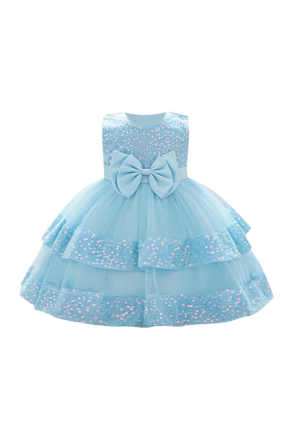 Sequin Tutu Dress for Toddler Girls, Tiered Tulle Birthday Party Prom Gown for Flower Girl 6M-3Y