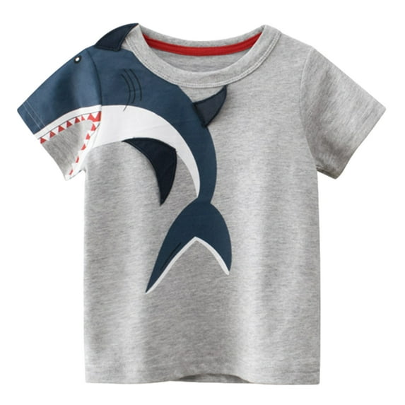 Avrntaa Short Sleeve Graphic Shirts for Toddler Baby Boys - Shark Crewneck T shirt Summer Tees 1-10 Years