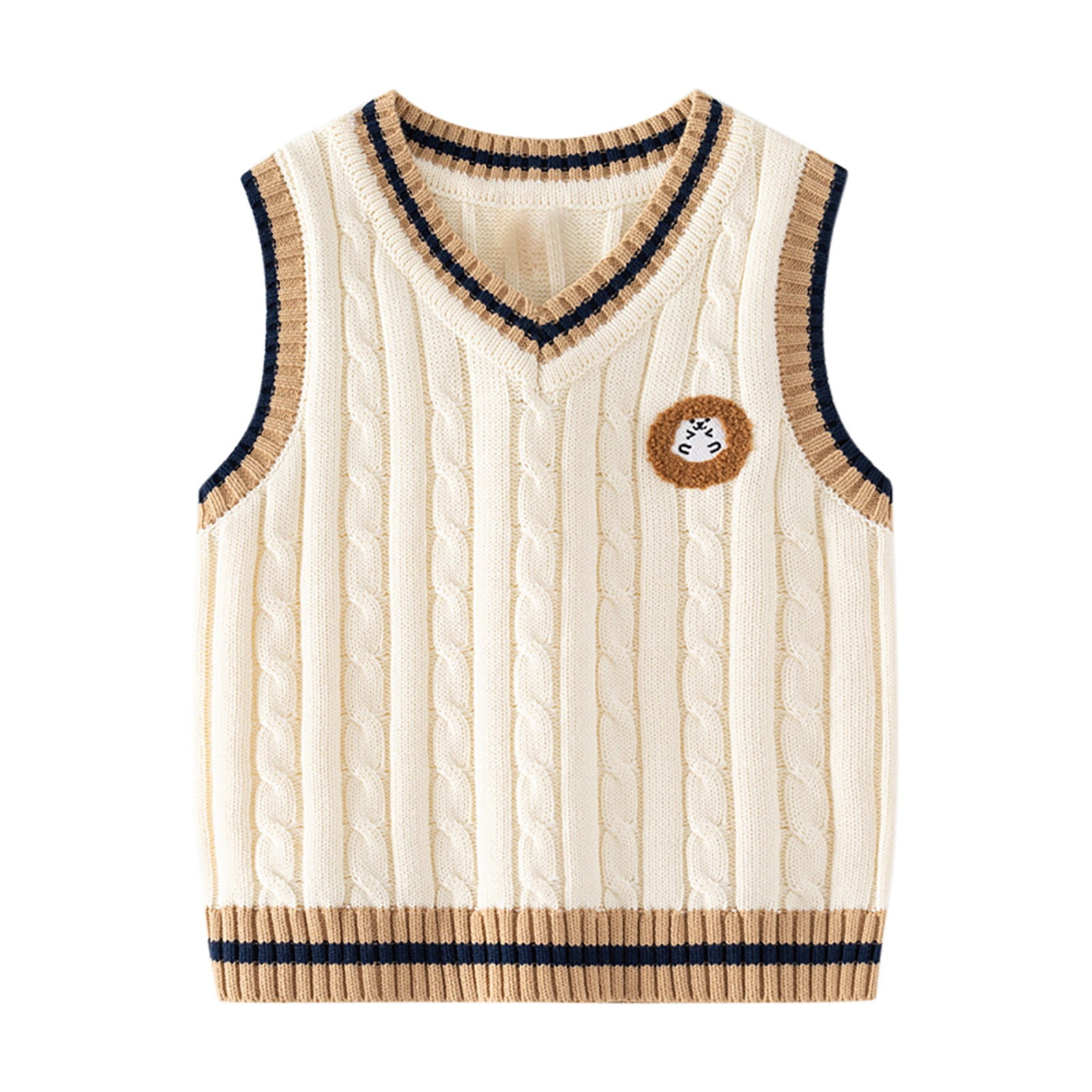 Avrntaa Toddler Boy Sweater Vest School Uniforms Cable Knit V Neck