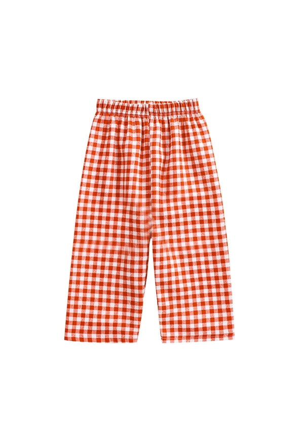 Toddler Boys Girls Summer Pants Wide Leg Plaid Trousers Baby Baggy Long Pant for 9M-4Y