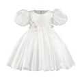 thumbnail image 1 of Avrntaa Toddler Girls Ball Gown Puff Short Sleeve Satin Ruffle Pageant Dress Floral Party Princess Dresses for 1-9Y, 1 of 5