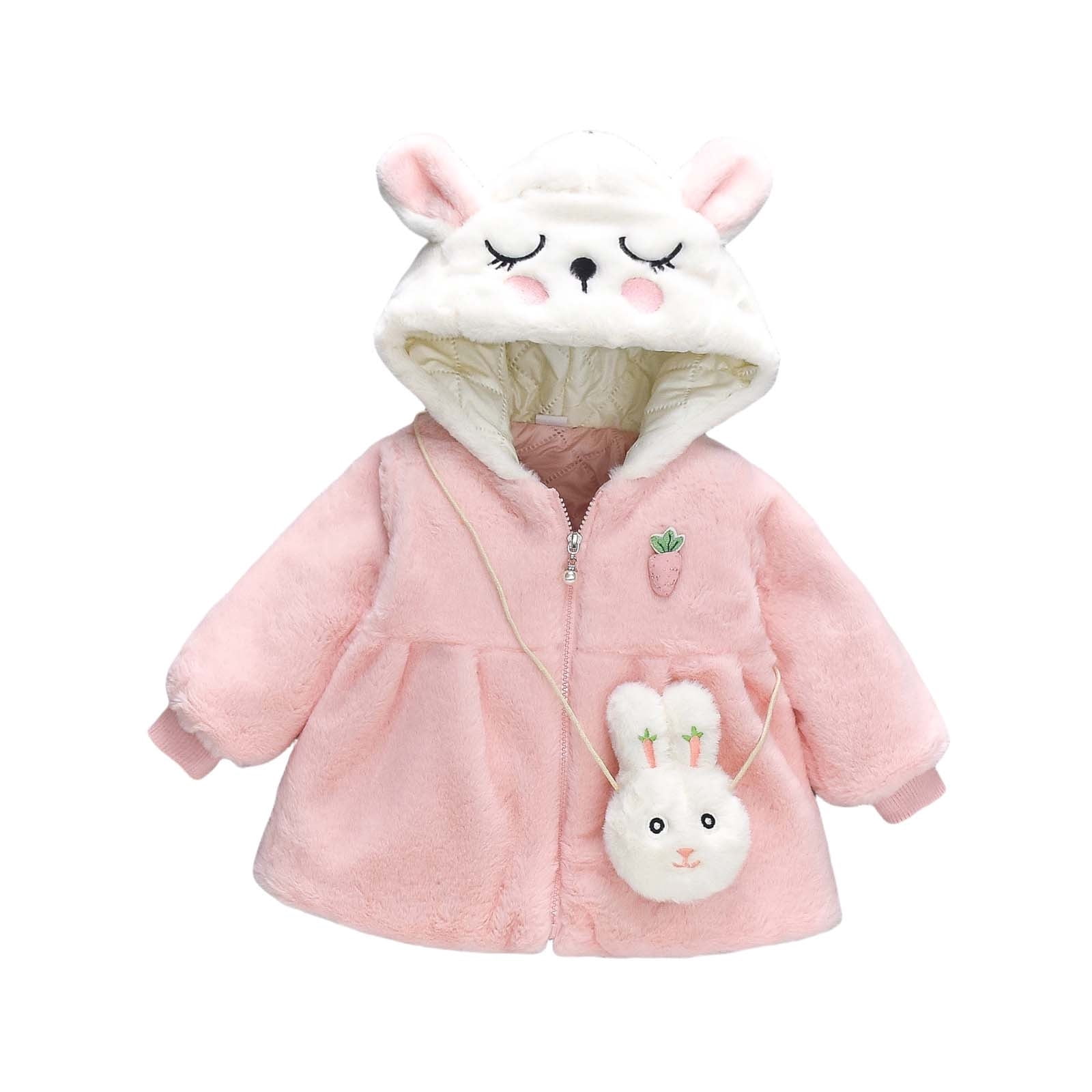 Terry Tots Girls Fleece Jacket with Hood - Light Pink main image 1