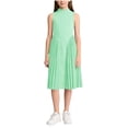 thumbnail image 1 of Avrntaa Toddler Girls Pleated Dress Sleeveless A-Line Cotton Dress Mock Neck Casual Dresses 2-8Y, 1 of 6