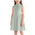 thumbnail image 1 of Avrntaa Toddler Girls Pleated Dress Sleeveless A-Line Cotton Dress Mock Neck Casual Dresses 2-8Y, 1 of 8