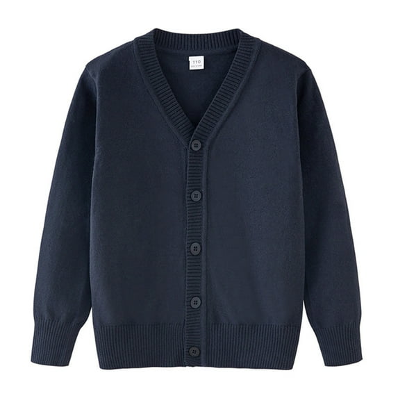 Avrntaa Toddler Sweater - Button Down Crew Neck Solid Cardigan Kids School Uniforms Clothes Kids Blue Sweater Size 3T