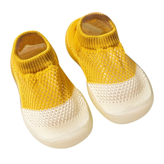 Avrntaa Toddler Water Shoes - Baby Breathable Mesh Non Slip Sandals Quick Dry Beach Barefoot Shoes Yellow Socks Size 2.5-3.5Y