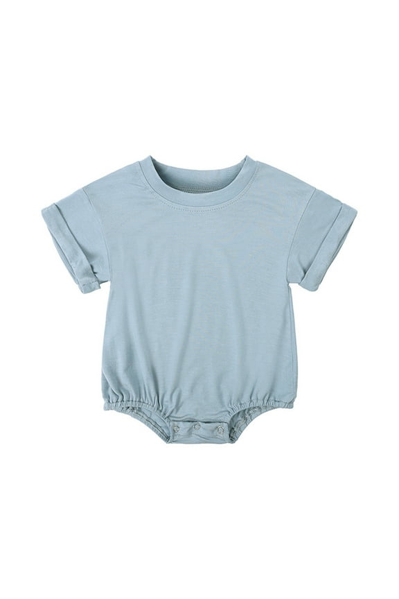 Unisex Baby Boy Girl Clothes - Infant Summer Bubble Romper Infant Plain Short Sleeve Jumpsuit 3-24M