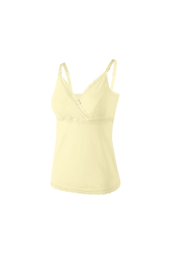 Women's Maternity Breastfeeding Tank Top Lace V Neck Sleeveless Pregnant Cami Tops