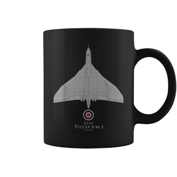 Avro Vulcan Supersonic Bomber Airplane Tech Print Coffee Mugs