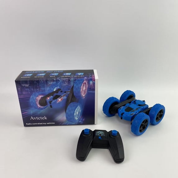 Avtctek Radio controlled toy vehicles - controlled toy vehicles,Remote Control Car Double Sided 360°Rotating 4WD RC Cars with Headlights 2.4GHz Electric Race Stunt Toy Car (Blue)